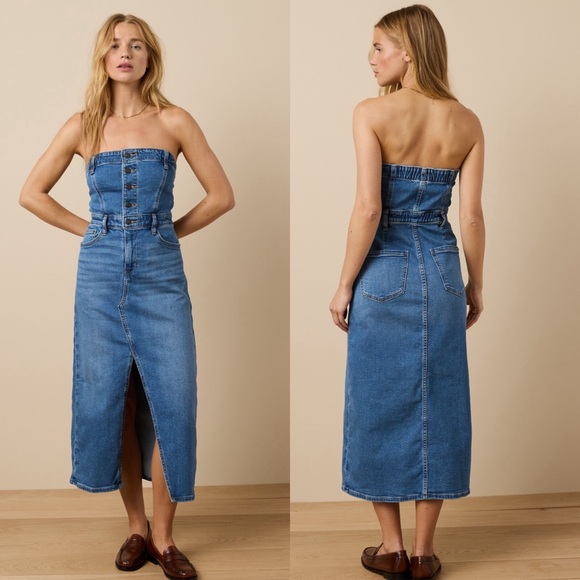 American Eagle Outfitters Dresses & Skirts - American Eagle Denim Tube Top Midi Dress Medium Wash Size 12